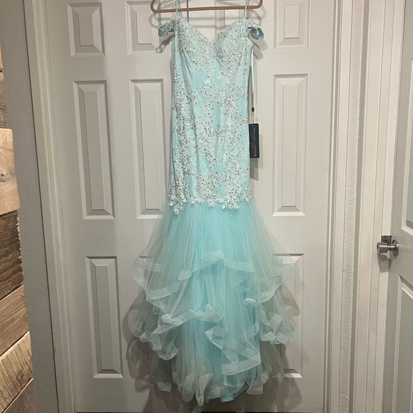 NEW ROYAL QUEEN COLLECTION AQUA MERMAID FORMAL GOWN - Picture 2 of 14